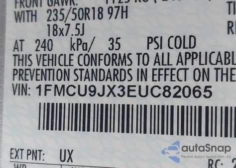 2014 Ford Escape Titanium from USA, damaged, VIN 1FMCU9JX3EUC82065